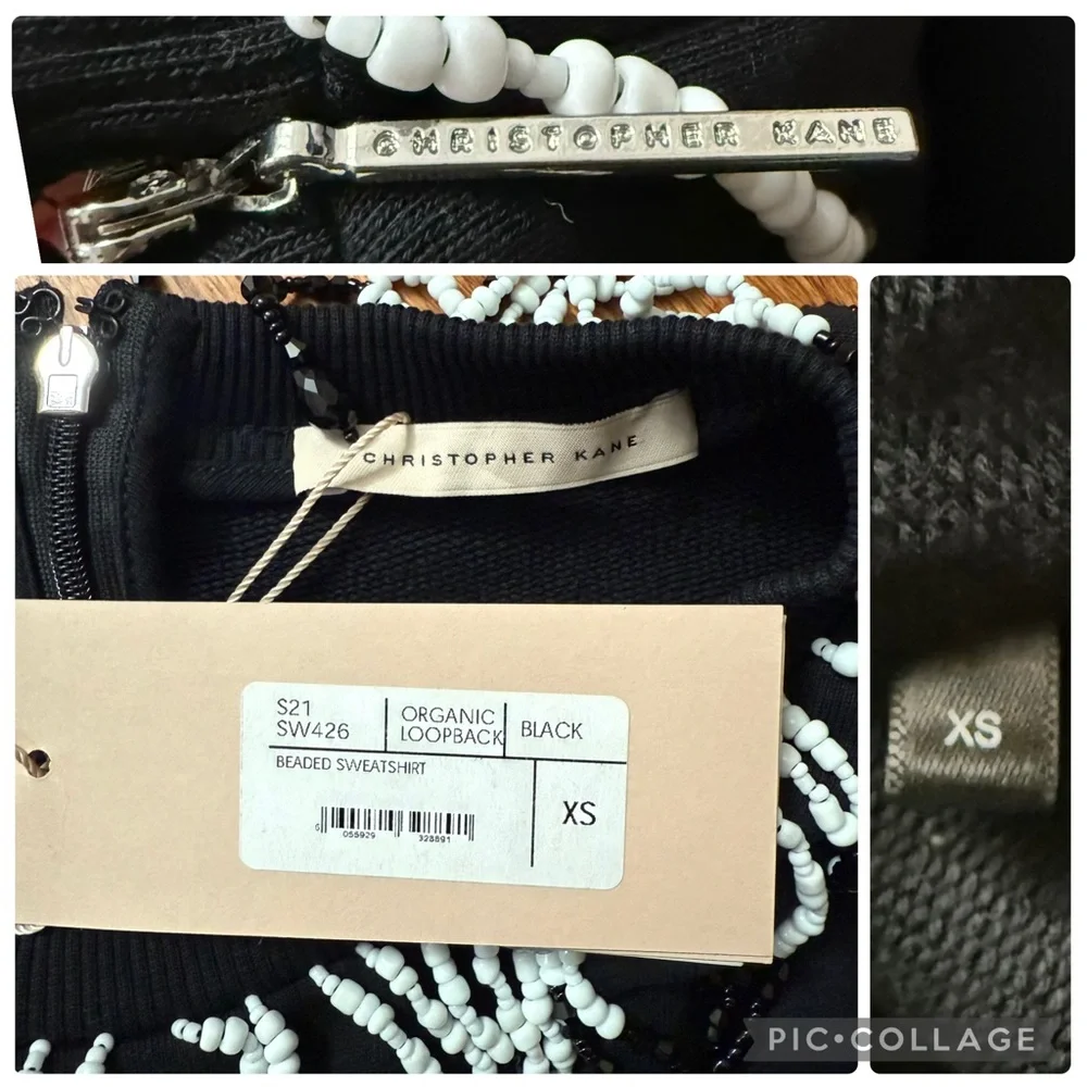 NWT Christopher Kane Beaded Embellished cotton sweatshirt in black size XS - Picture 15 of 16